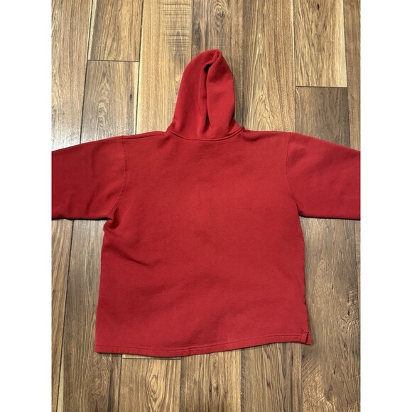 Vintage 80s 90s Fruit of the Loom Blank Zip Up Red Hoodie Sweatshirt Size L - Picture 4 of 5